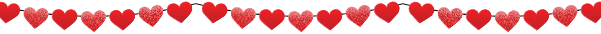 A decorative border of red hearts.