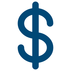 Blue dollar sign icon.