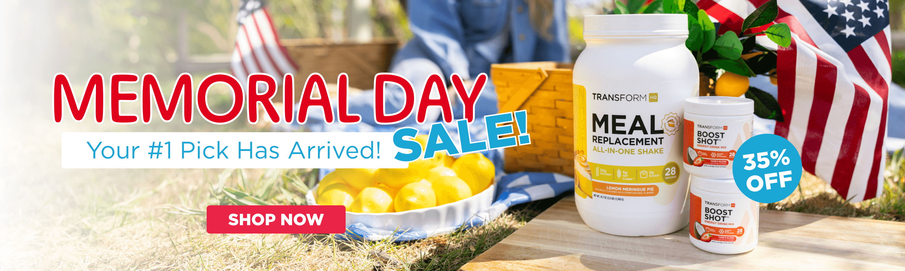 Memorial Day sale with products and festive decorations. Shop now!