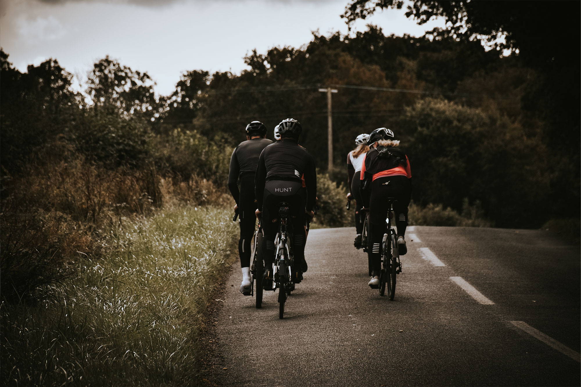 Road riders in winter