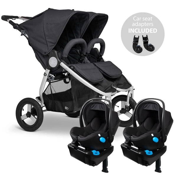 Bumbleride Indie Twin Stroller with 2 Clek Infant Car Sets Twin Travel System