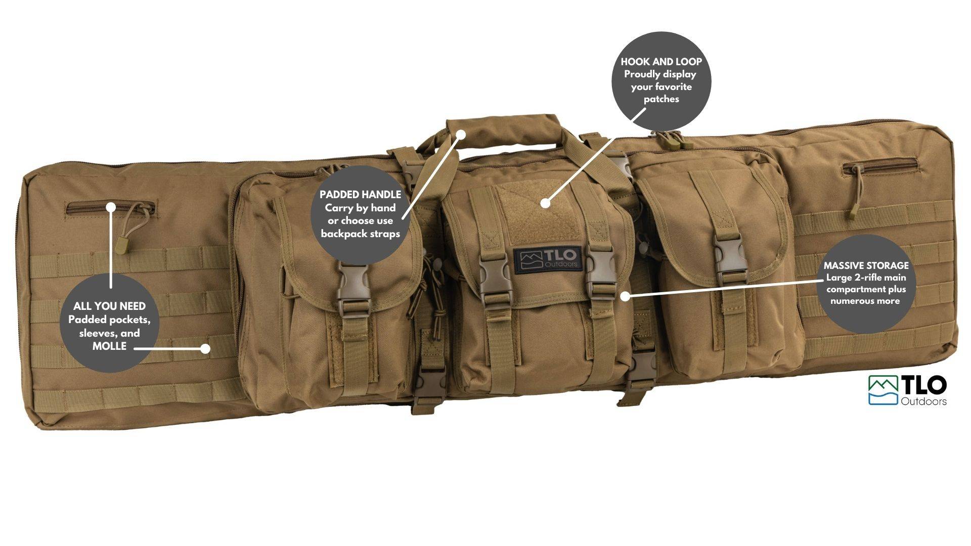 Dual Rifle Bag 36" Double Carbine Gun Case Backpack Tactical Molle US FREE SHIP 