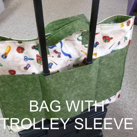 Bag with a trolley sleeve to hold a wool pressing mat