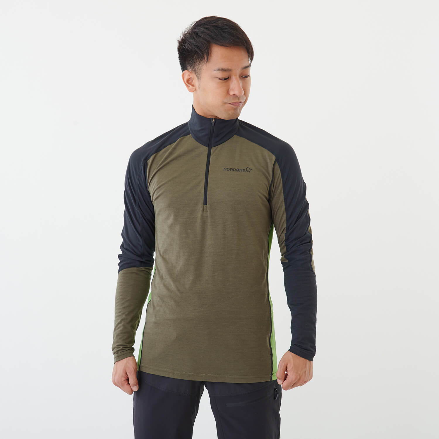 NORRONA（ノローナ）/イコライザー メリノジップネック/カーキ/MENS
