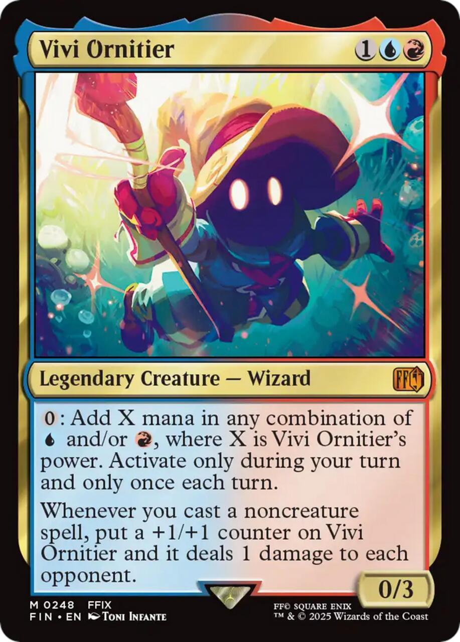 Card featuring Vivi Ornifier, a legendary creature and wizard with abilities.