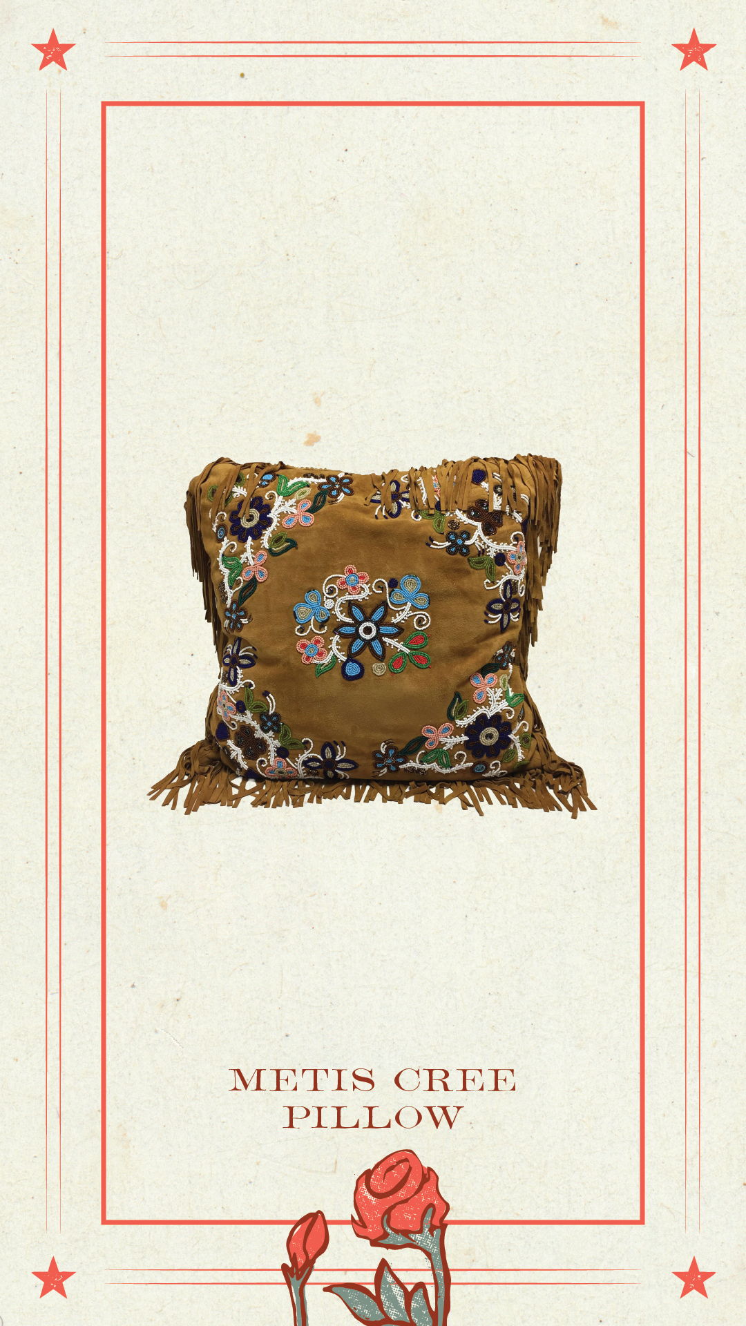 Longhorn Demilune Table, Metis Cree Pillow