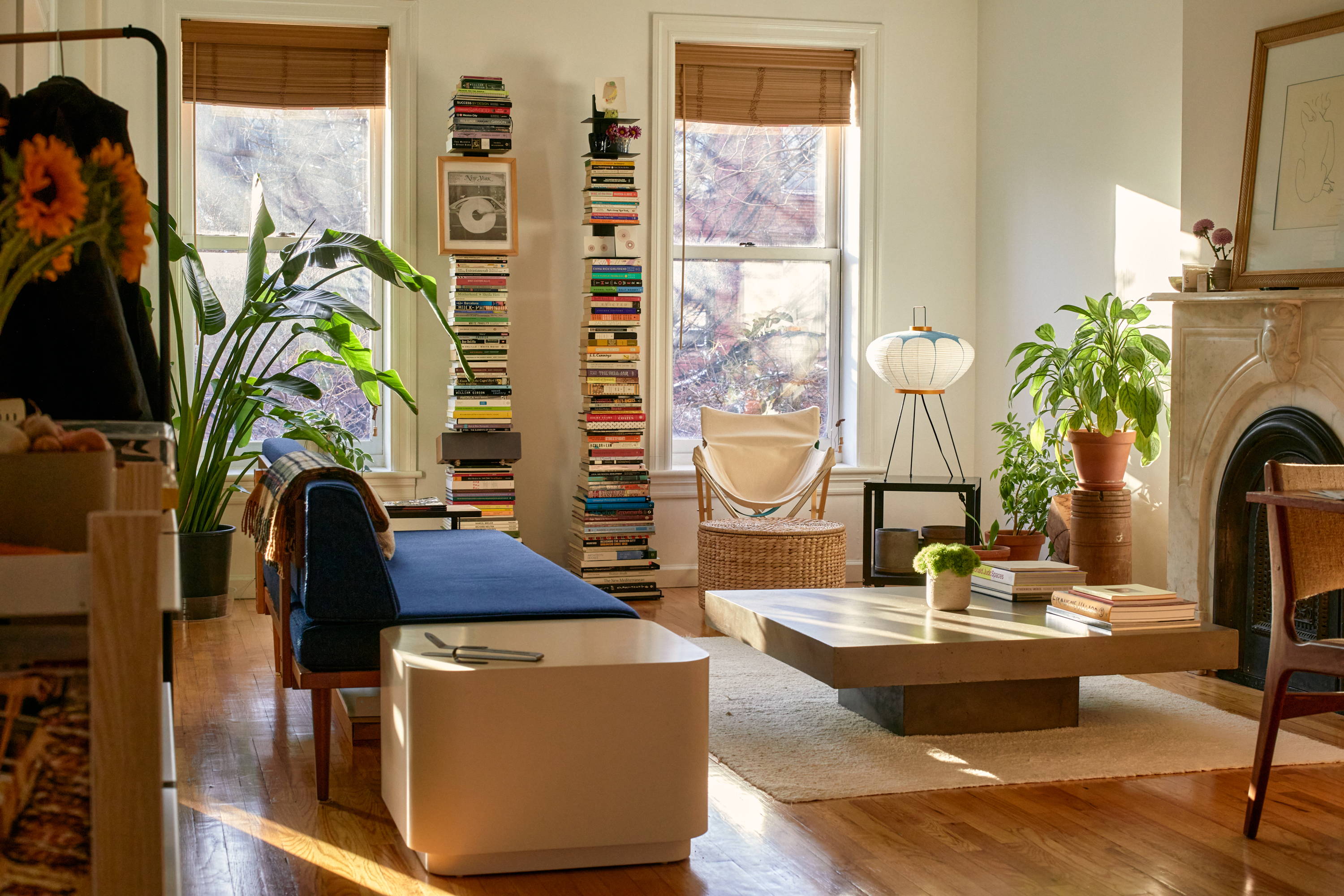 Modern living room in historic Brownstone apartment