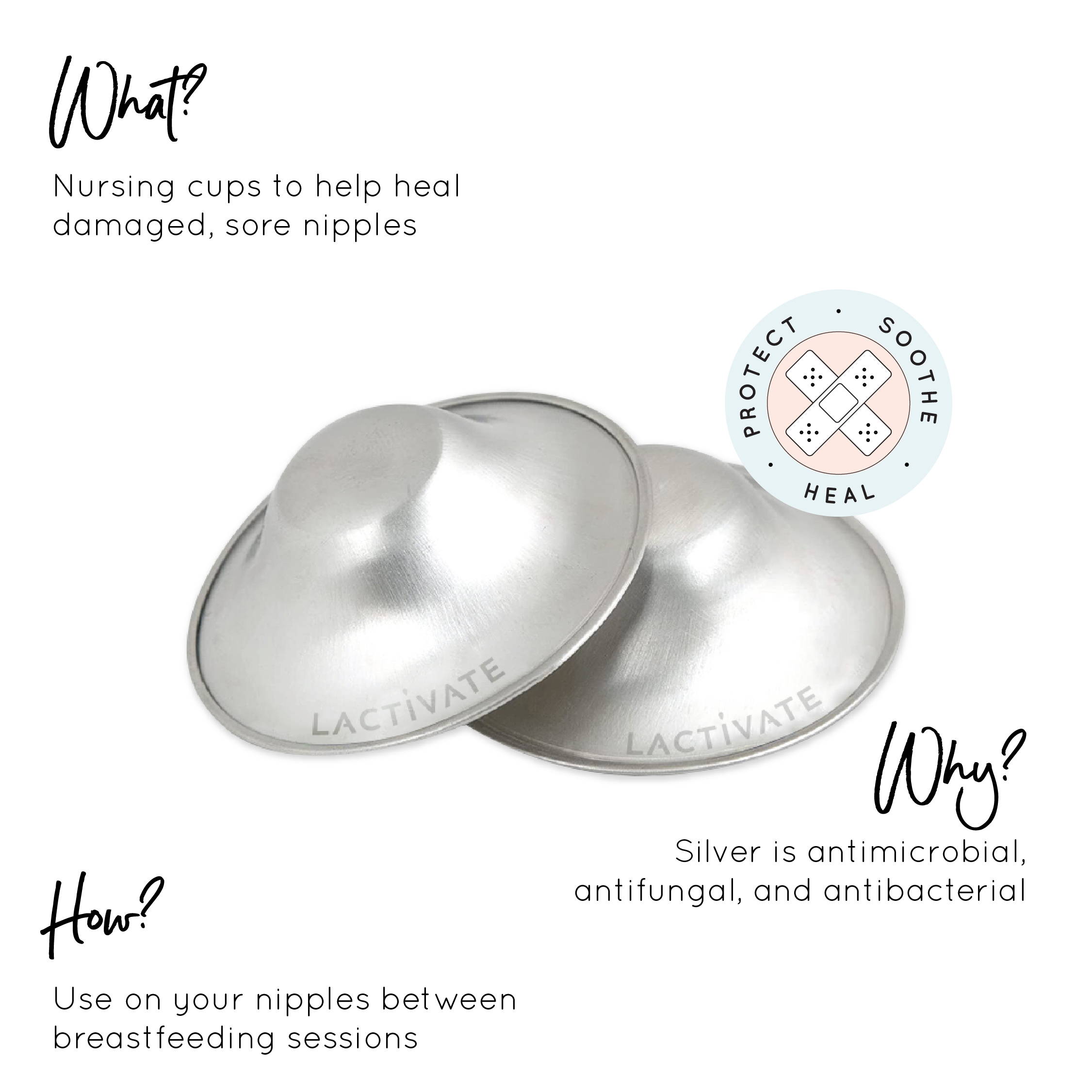 SILVERETTE The Original Silver Nursing Cups, Silverettes Metal Nipple  Covers for Breastfeeding, Nursing Shield, 925 Silver Nipple Cover Guards,  Soothe and Protect Sore Nipples -Made in Italy Regular 