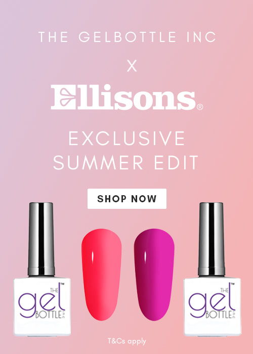 Gel nail polish promotional image featuring summer colors. Shop now.