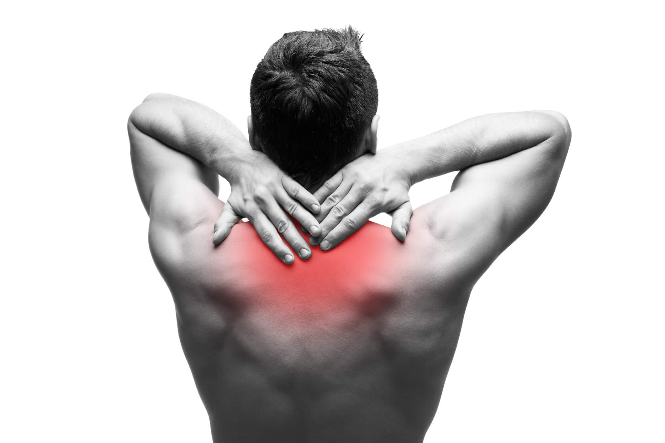 man with shoulder, neck and upper back pain