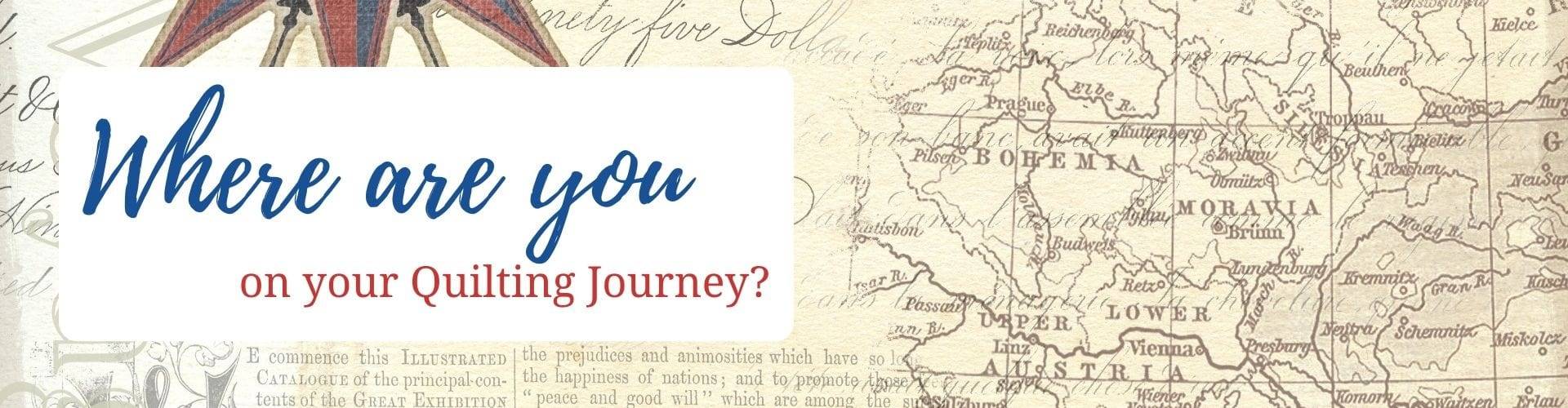 Where are you on your quilting journey image with map background