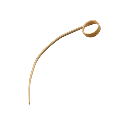 A curved bamboo skewer with a looped end