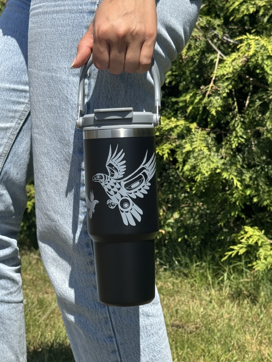 Eagle in Flight 30oz Easy-Carry Insulated Tumbler by Corey Bulpitt, Haida