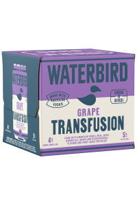 Waterbird Grape Transfusion beverage packaging, featuring purple and white design.