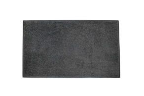A flat, rectangular black mat on a white background.