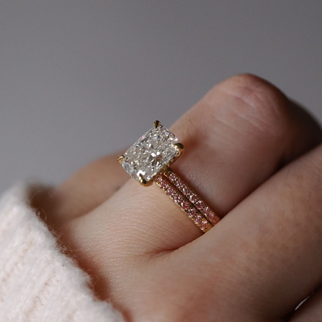 Slim Pink diamond Pave Bands
