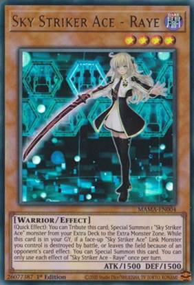 yu-gi-oh legendary modern decks 2026 card list - Card featuring Sky Striker Ace - Raye with effects and stats.