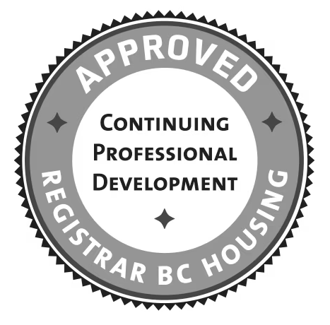 Approved seal for Continuing Professional Development by Registrar BC Housing.