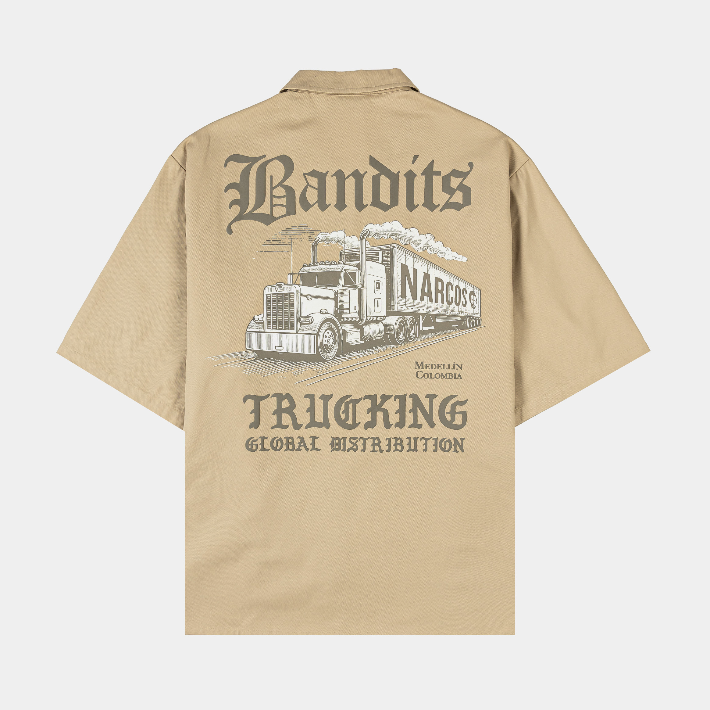 Beige short-sleeve shirt with 