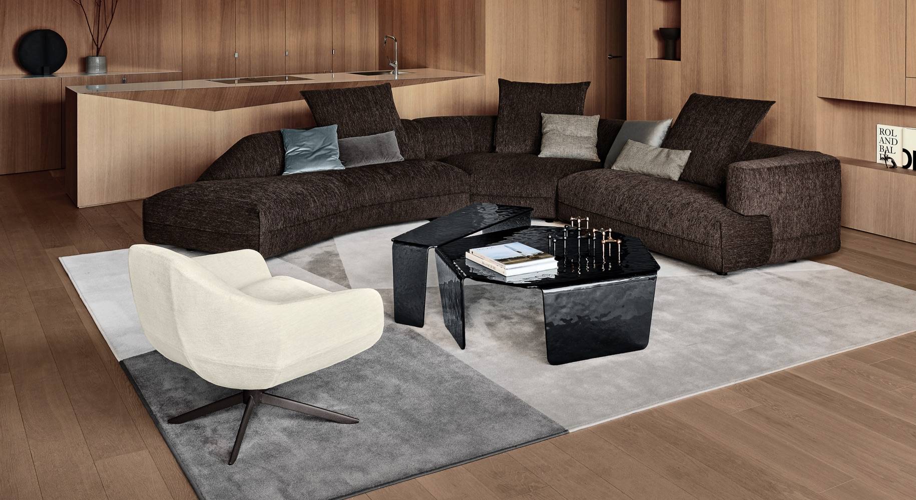 beautiful Italian living room with statement coffee table