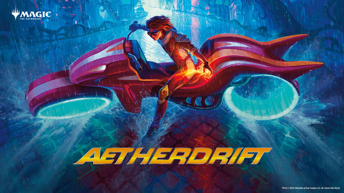 A futuristic racer on a hover bike in a vibrant digital landscape.