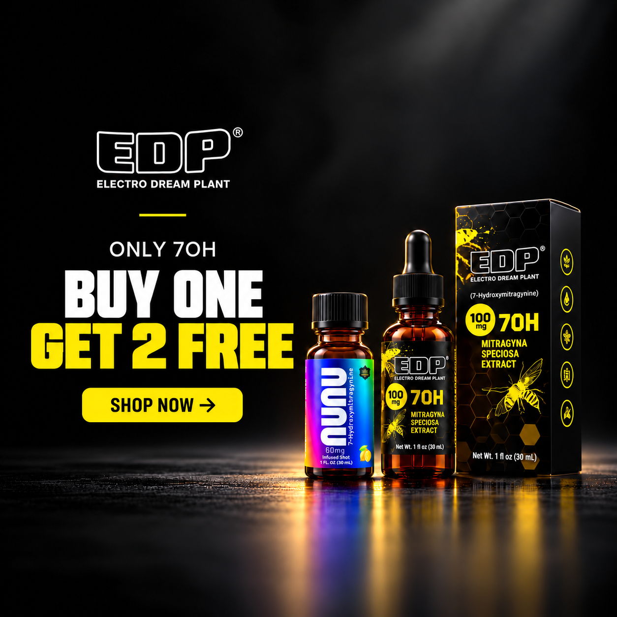 EDP promotional image featuring bottles with Buy One Get Two Free offer.