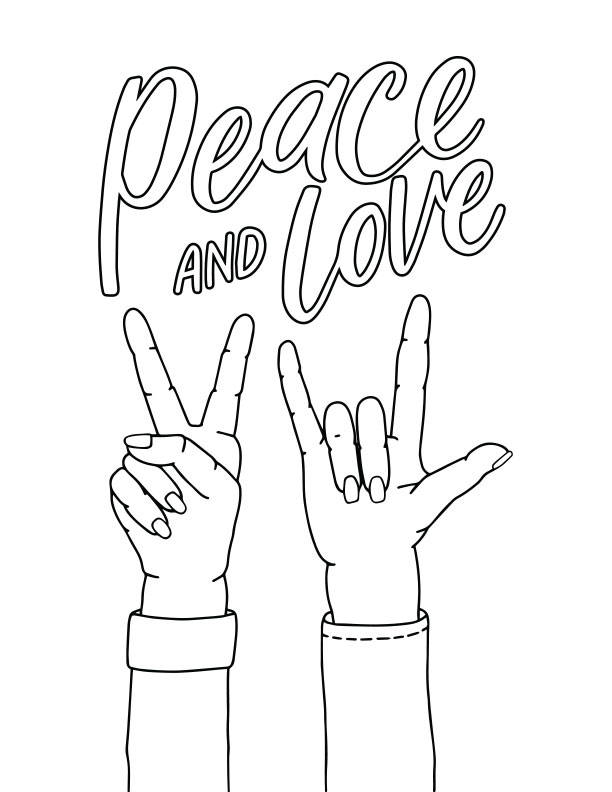 Peace + Love Coloring Page