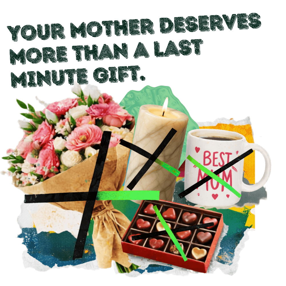 Collage of gifts with text about thoughtful presents for mothers.