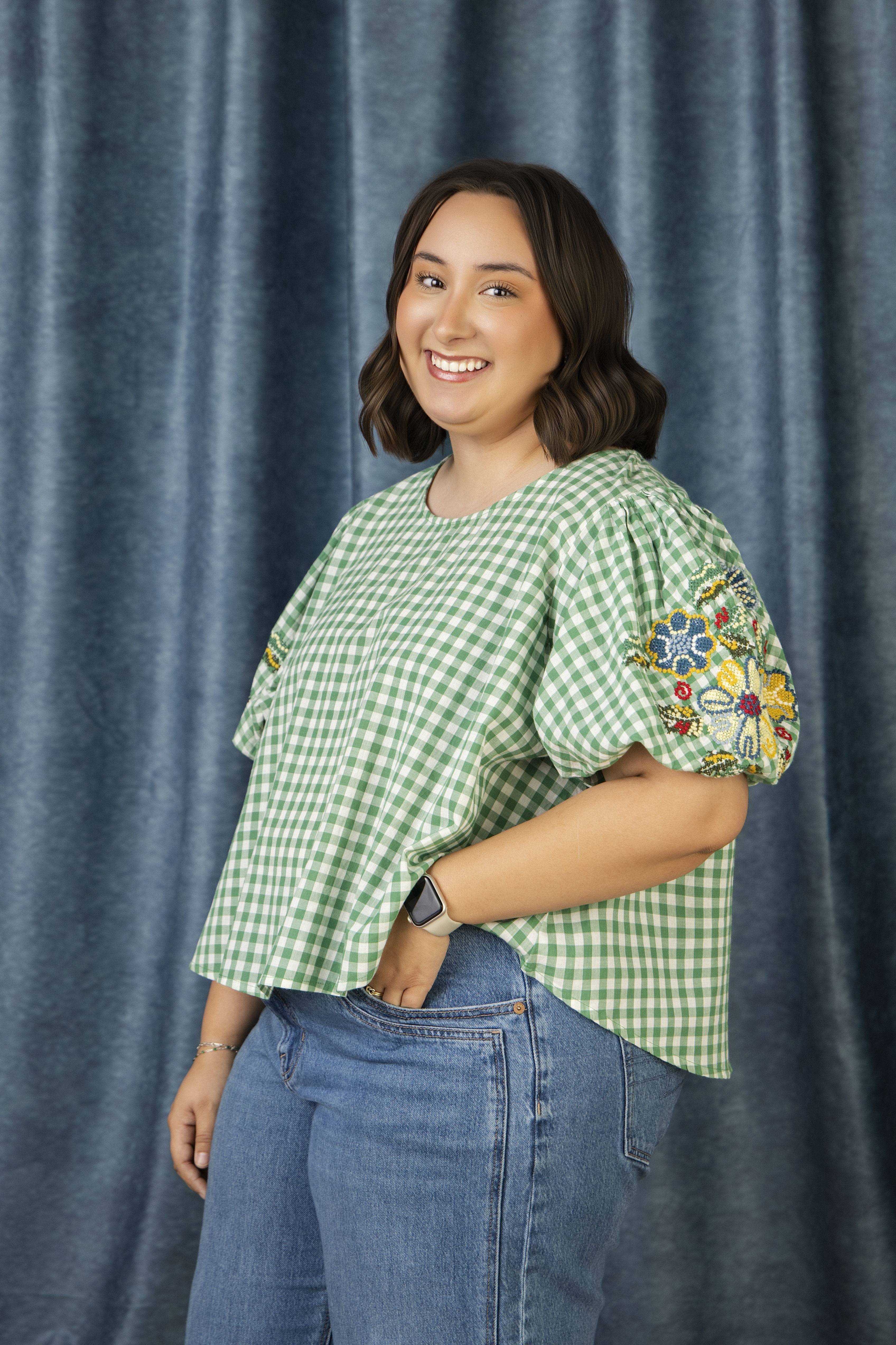 Molly wearing the Tea Party Top