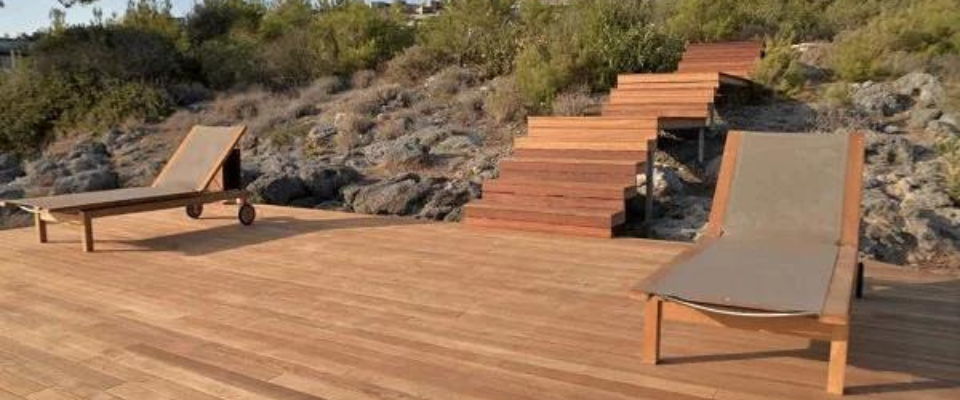 Thermally modified Cypress decking for outdoor projects — waterproof, stable, and 100% green.