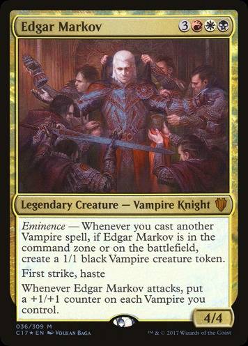 Edgar Markov Magic card, a legendary Vampire Knight with a powerful summoning ability