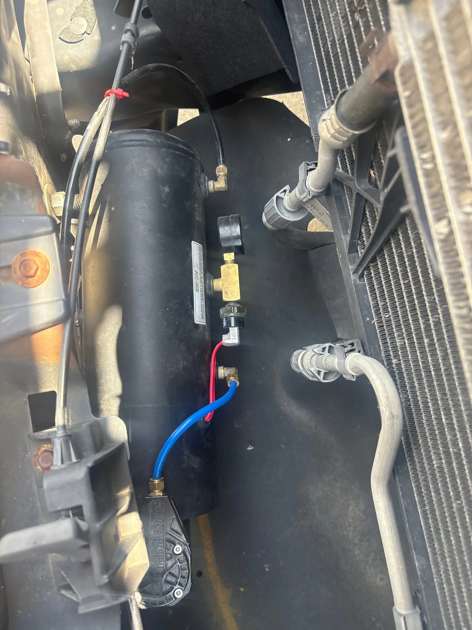 Courtney's 2013 Ford F-150 train horn installation detail with 4-Chime Air Horn Kit photo 3