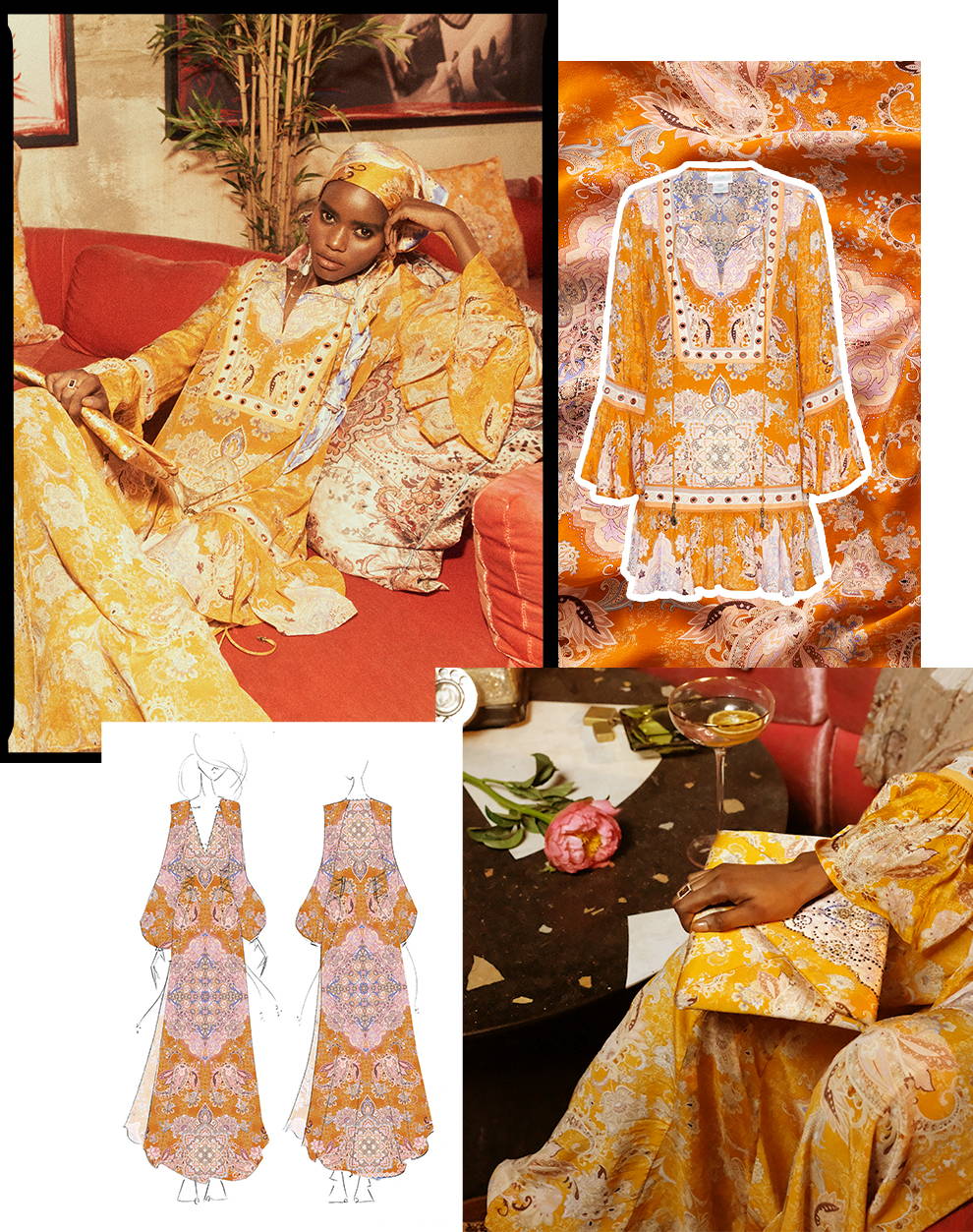 CAMILLA Marrakesh Maiden collection, yellow, pink, paisley floral, mini and maxi dresses, scarves, clutch