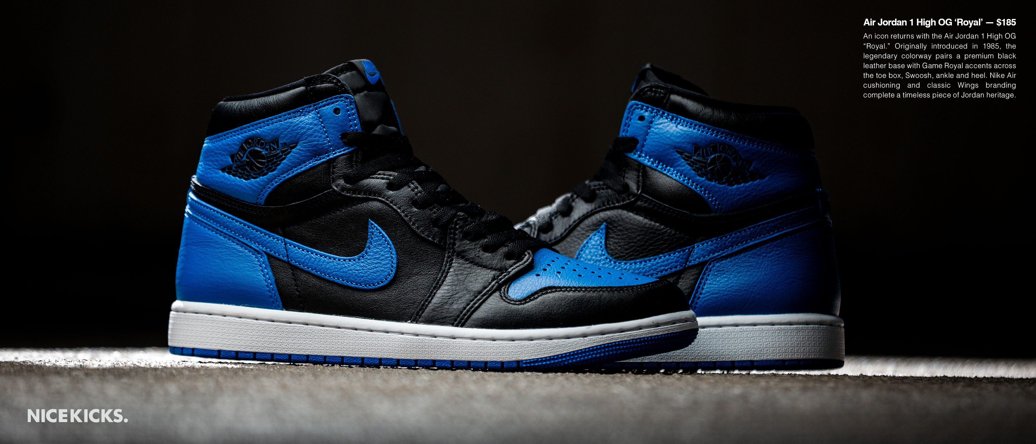 A pair of black and blue Nike high-top sneakers.