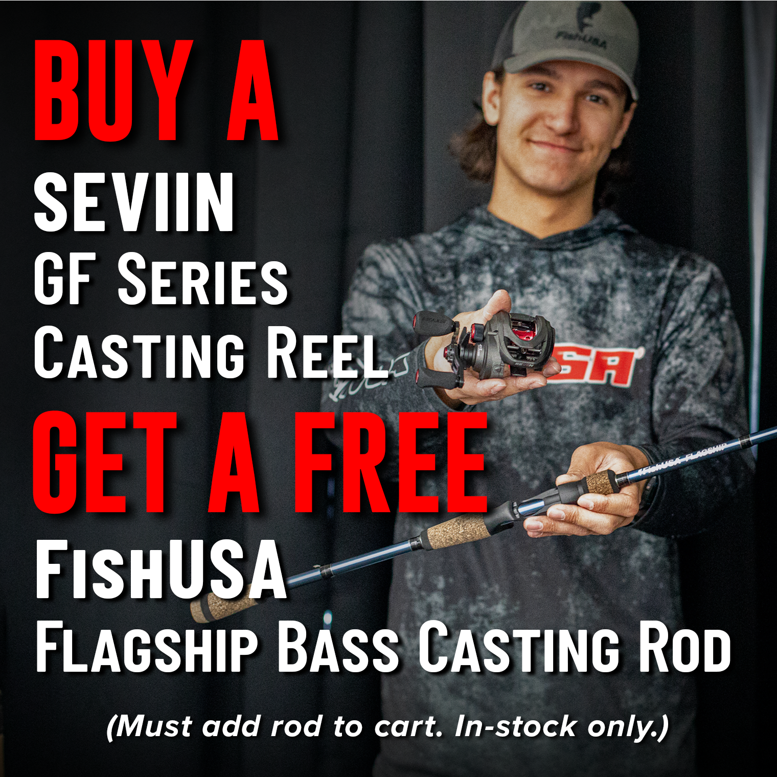 Buy a SEVIIN GF Series Casting Reel Get a Free FishUSA Flagship Bass Casting Rod (Must add rods to cart. In-stock only.)