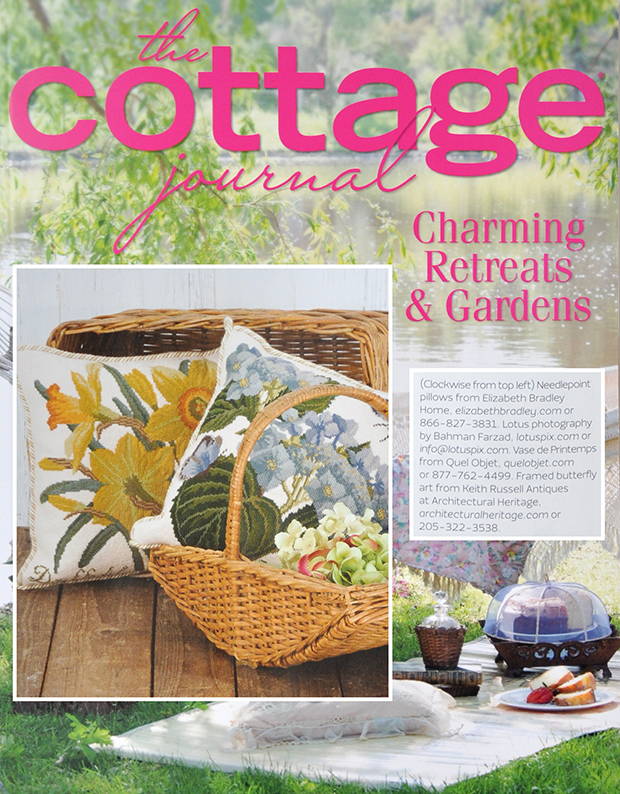 The Cottage Journal magazine featuring Elizabeth Bradley cushions