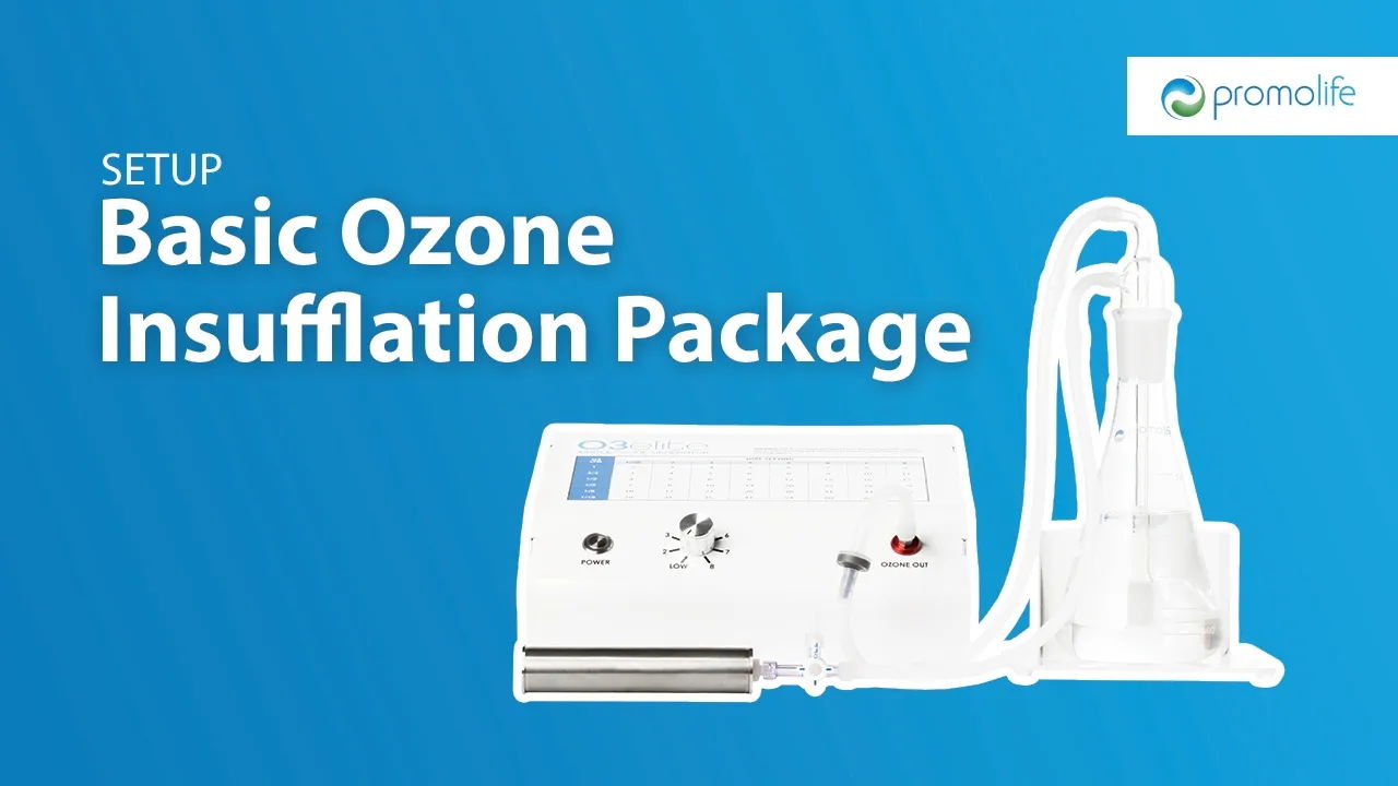 Basic Ozone Insufflation Package setup on a blue background.