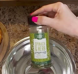 Spinach & Herb Seasoning shaker jar | View this post on Tastefully Simple's Instagram.