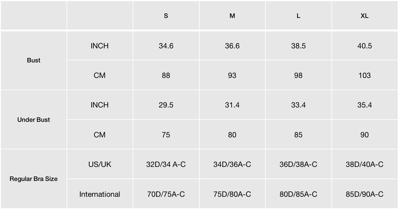 Lorna Sports Bra Size Chart