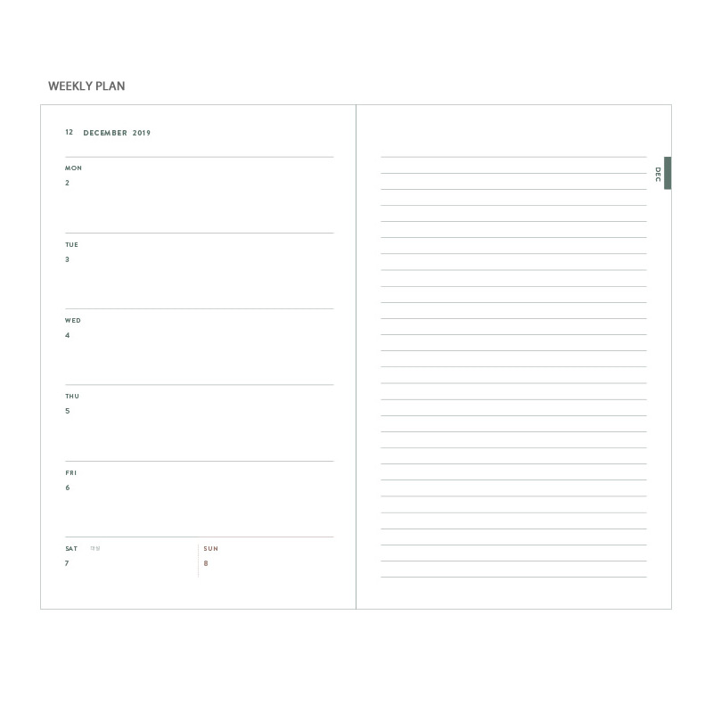 Weekly plan - Dash And Dot 2020 red bookmark small dated weekly planner