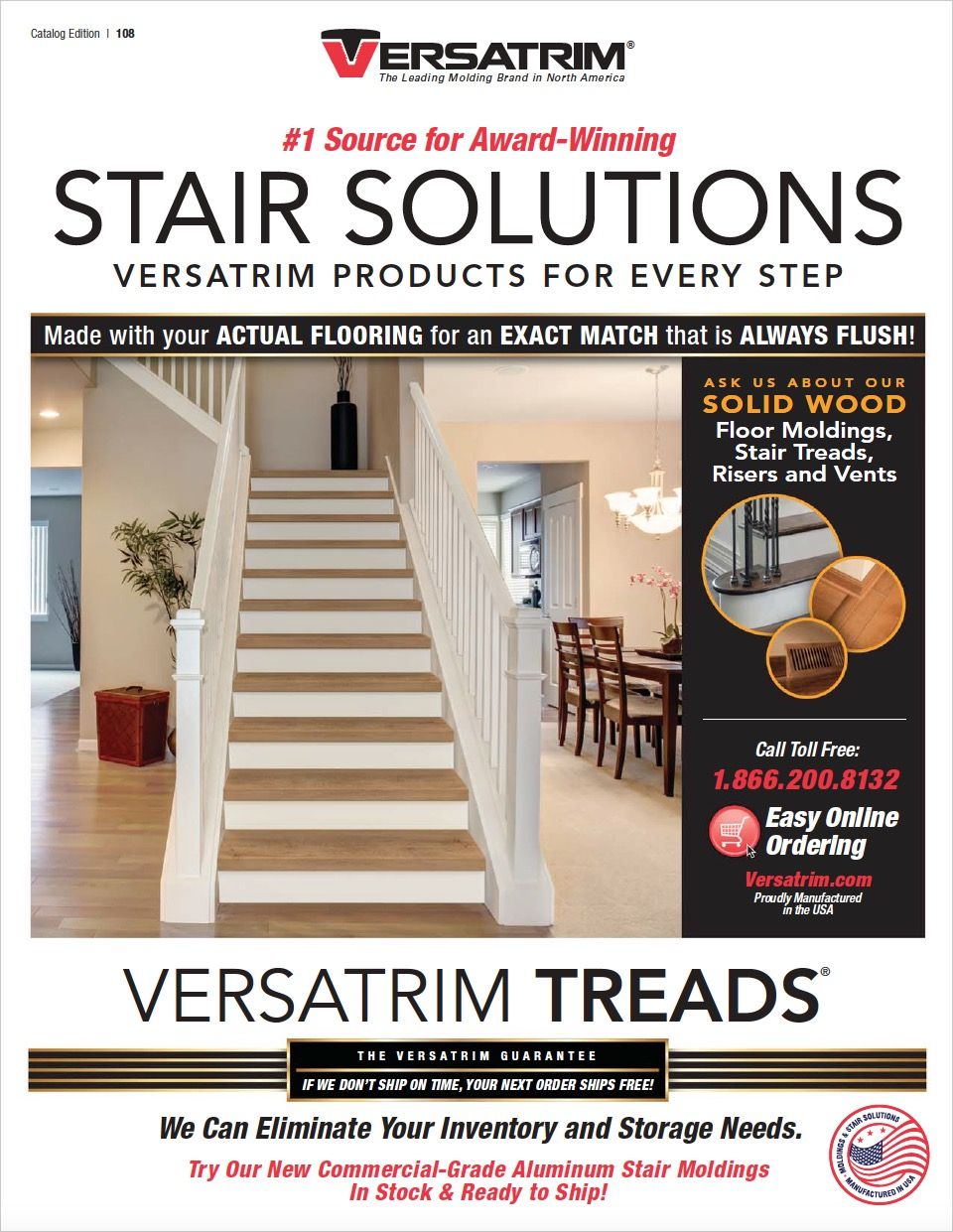 Stair solutions advertisement featuring Versatrim products for stair flooring.