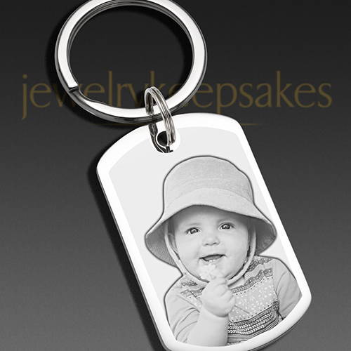 Stainless Rectangle Photo Engraved Keychain