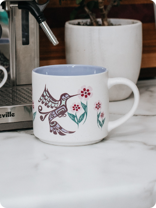 Hummingbird 16oz Ceramic Mug by Francis Dick, Kwakwaka'wakw