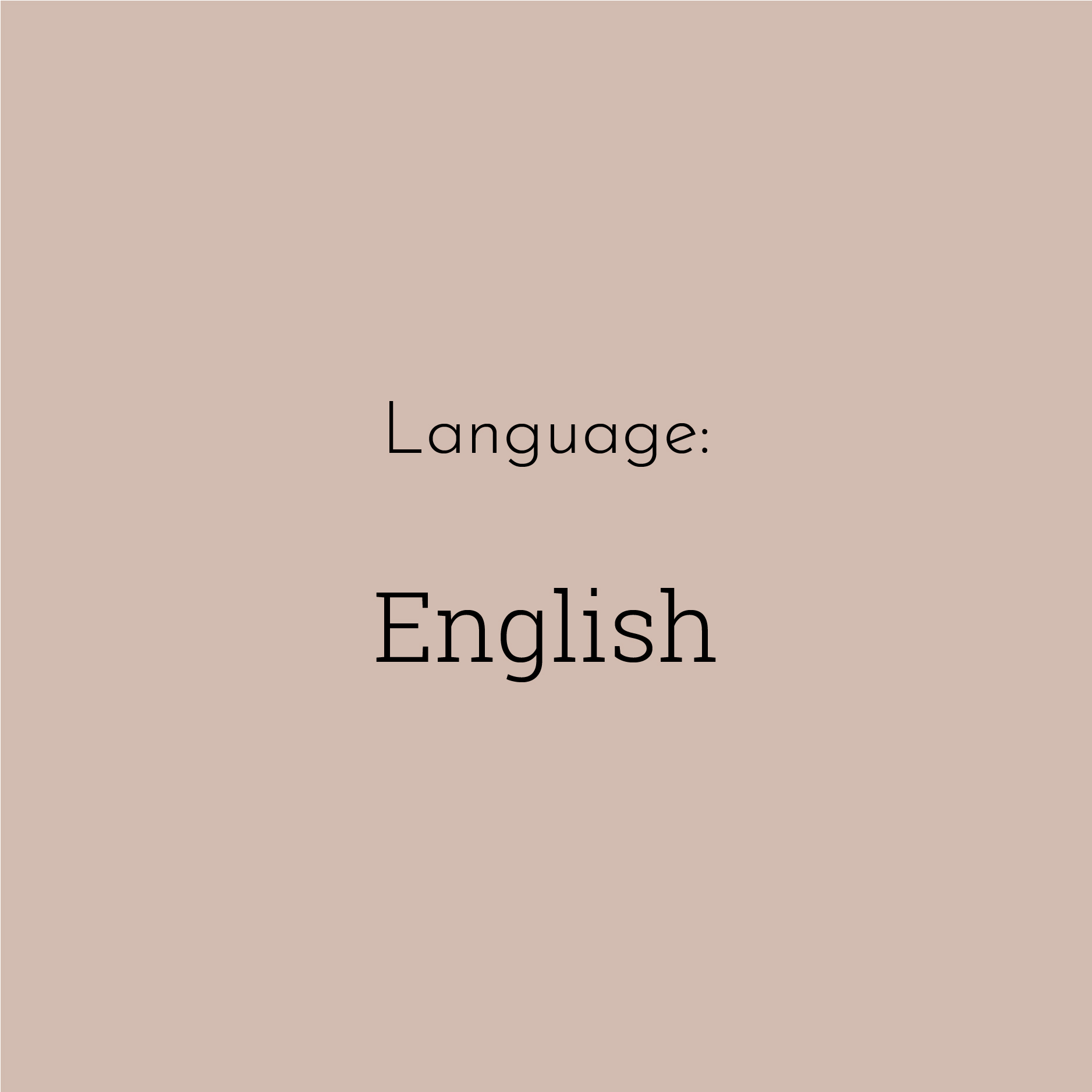 A solid brown block contains the text “Language: English”