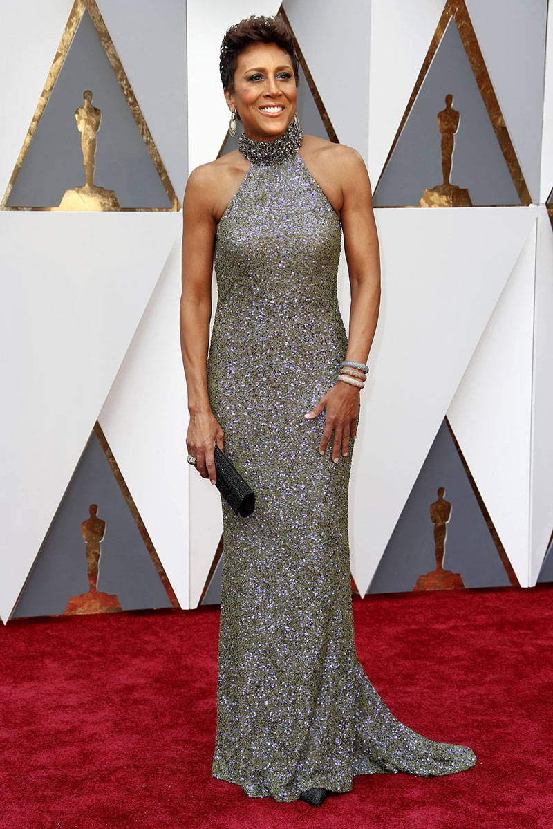 Robin Roberts shined on the Oscars red carpet in Badgley Mischka.