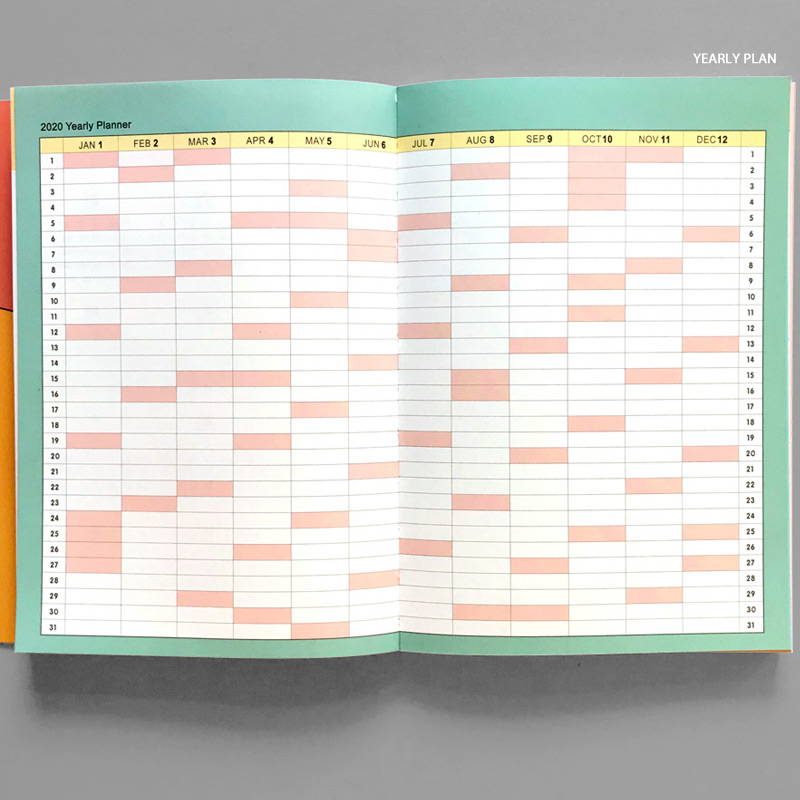 Yearly plan - Design Comma-B 2020 Today dated weekly diary planner