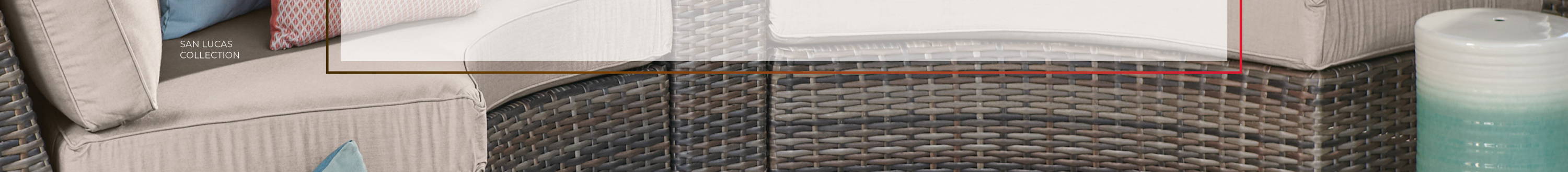 Promotional banner for a furniture sale with discount amounts.