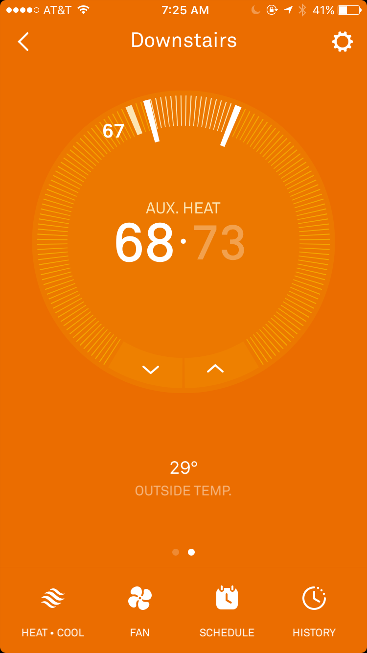 aux heat setting shown on Nest heat pump thermostat