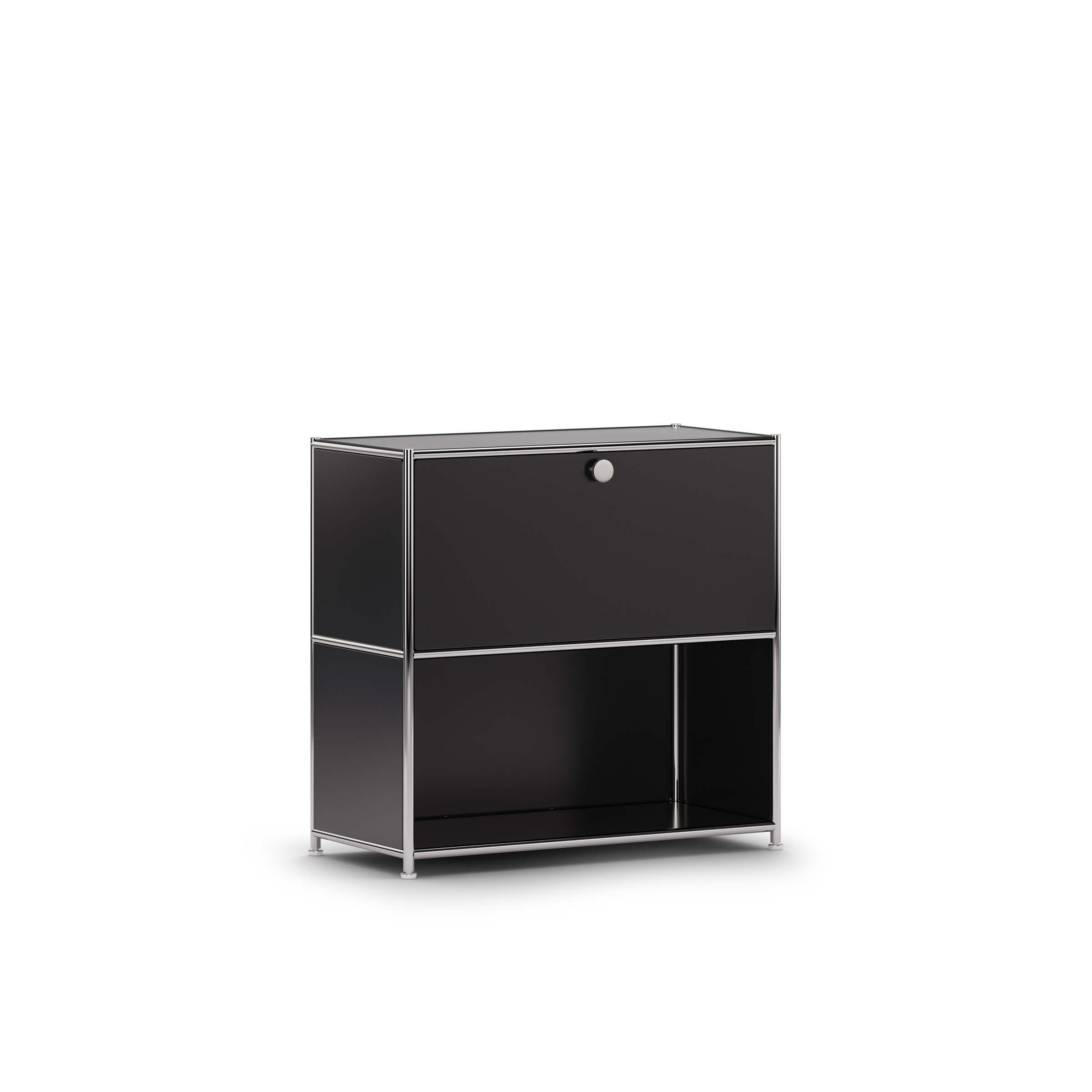 Totale einer ofinto Cubox Kommode, aus pulverbeschichteten Stahl in Schwarz