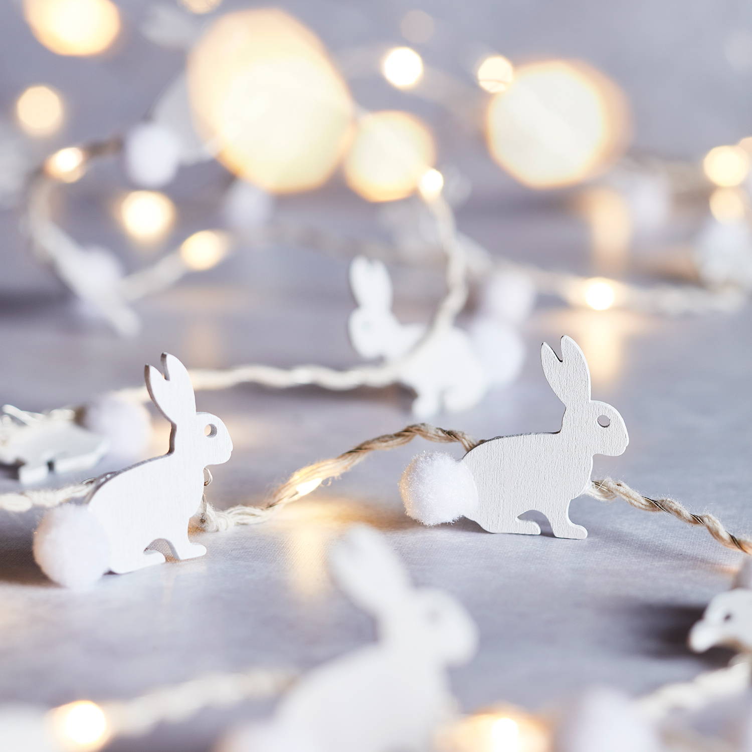 Bunny micro lights illuminated on table